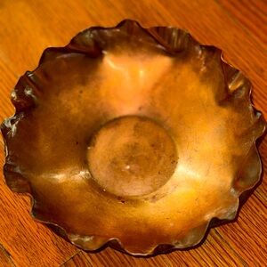 Vintage Drumgold Copper or Brass ruffled Decorative Bowl